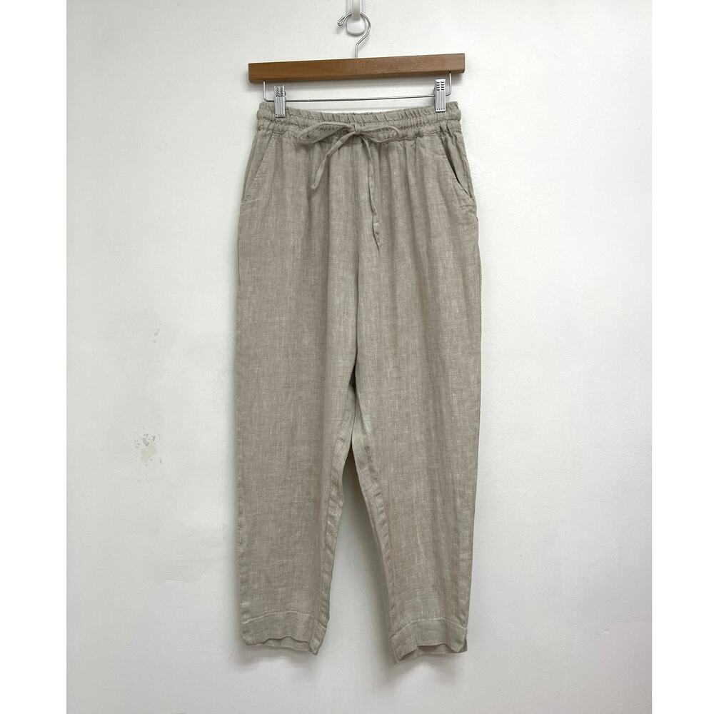 Magic Linen Pull On Drawstring Cropped Coastal Na… - image 3
